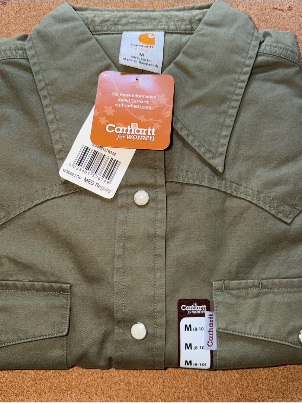 Carhartt Women's Olive Green Snap-Front Utility Shirt Jacket